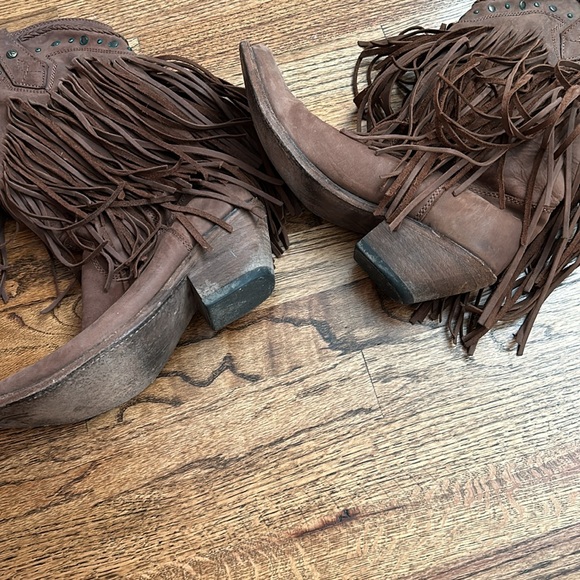 Liberty brown cowboy boots with fringe 8.5 - Picture 6 of 7
